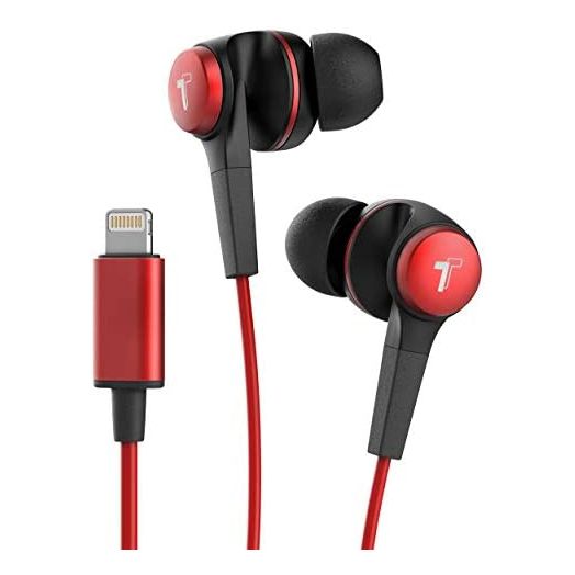 Thore iPhone Earphones (Apple MFi Certified) V120 in Ear Wired Lightning Earbuds (Sweat/Water Resistant) Headphones with Mic/Volume Remote for iPhone 12/13 /Pro/Pro Max - Red