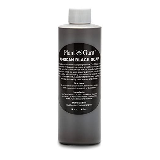 African Black Soap Liquid 8 oz. 100% Raw Pure Natural From Ghana. Acne Treatment, Aids Against Eczema & Psoriasis, Dry Skin, Scars and Dark Spots. Great For Pimples, Blackhead, Face & Body Wash