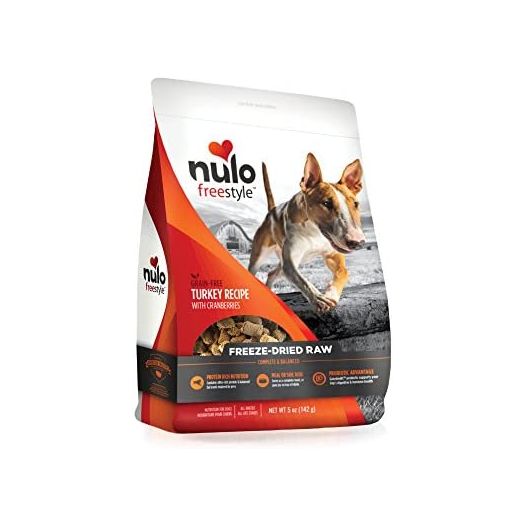 Nulo Freeze Dried Raw Dog Food For All Ages & Breeds: Natural Grain Free Formula With Ganedenbc30 Probiotics For Digestive & Immune Health - Turkey Recipe With Cranberries - 5 Oz Bag