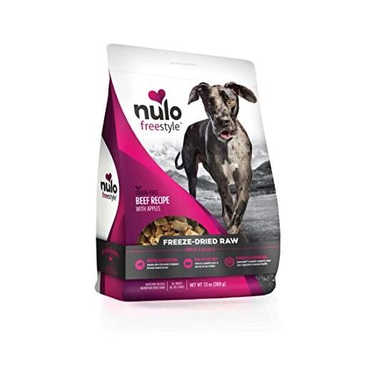 Nulo Freeze Dried Raw Dog Food For All Ages & Breeds: Natural Grain Free Formula With Ganedenbc30 Probiotics For Digestive & Immune Health - Beef Recipe With Apples - 13 Oz Bag