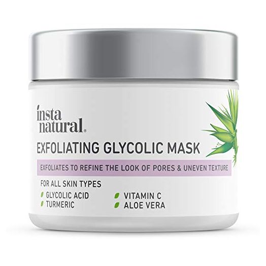 InstaNatural Glycolic Acid Exfoliating Face Mask, Exfoliating Face Scrub and Skin Care Mask, Pore Minimizer with Vitamin C and Turmeric