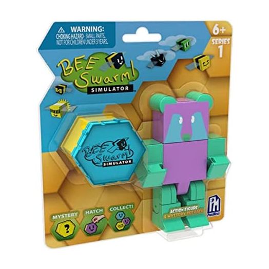 Bee Swarm Simulator – Gummy Bear Action Figure Pack w/ Mystery Bee & Honeycomb Case (5” Articulated Figures & Bonus Items, Series 1)