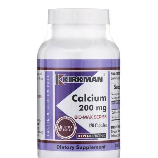 Kirkman Calcium 200 mg -Hypoallergenic - 120 Capsules