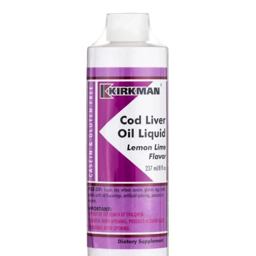 Kirkman Cod Liver Oil Liquid, Lemon Lime Flavor - 8 fl. oz (237 ml)