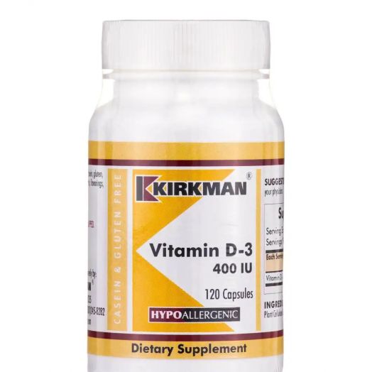 Kirkman Vitamin D-3 400 IU -Hypoallergenic - 120 Capsules