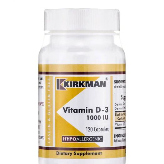 Kirkman Vitamin D-3 1000 IU -Hypoallergenic - 120 Capsules