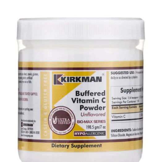 Kirkman Buffered Vitamin C Powder Unflavored -Hypoallergenic - 7 oz (198.5 Grams)