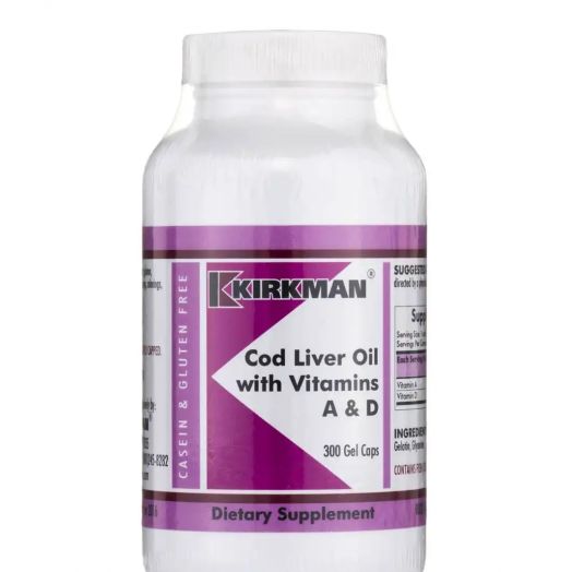 Kirkman Cod Liver Oil with Vitamins A & D - 300 Gel Capsules