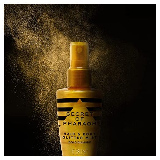 EBIN NEW YORK Secret of Pharaoh Hair & Body Glitter Mist Spray, Gold, 2.37 fl oz