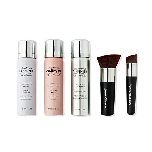 Jerome Alexander MagicMinerals Deluxe AirBrush Foundation Spray Makeup Set, Light Medium
