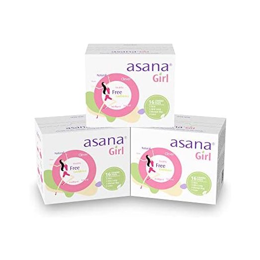 Asana Unscented Pads Variety Pack for Teens - Includes Regular, Heavy and Mini Pads with Wings - 36 Sanitary Napkins