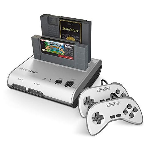 Retro-Bit Retro Duo 2 in 1 Console System - for Original NES/SNES, & Super Nintendo Games - Silver/Black