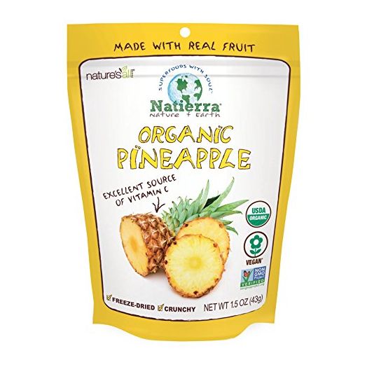 NATIERRA Nature's All Foods Organic Freeze-Dried Pineapples | Non-GMO & Vegan | 1.5 Ounce