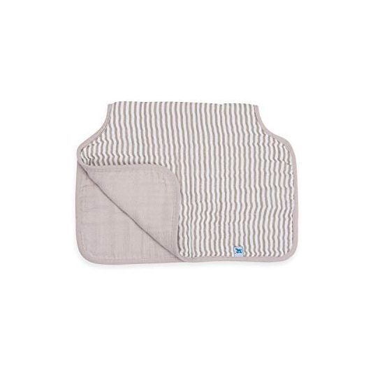Little Unicorn Grey Stripe Cotton Muslin Burp Cloth | 100% Cotton | Multi-Layer | Ultra Absorbent | Super Soft | Ergonomic Design | Burping Newborn Baby | Reversible | Large 21” x 14” | Machine Wash