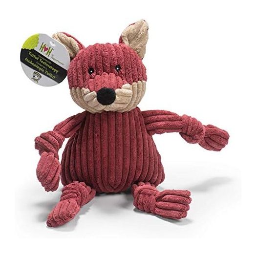 HuggleHounds Knotties Dog Toys For Large Dogs - Plush Dog Toy For Aggressive Chewers - Squeaky Interactive Puppy Toys - Soft Yet Tough, Durable Stuffed Pet Chew Toy For All Breeds | Large Fox