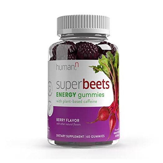 HumanN SuperBeets Energy Gummies - Quick Energy & Mental Focus - Help Increase Nitric Oxide - Daily Blood Pressure & Circulation Support - Antioxidant, Non-GMO - 60 Vegan Gummies - Berry Flavor