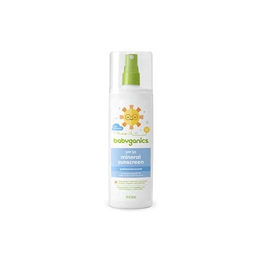 Babyganics SPF 50 Mineral Baby Sunscreen Spray, Unscented | UVA UVB Protection | Octinoxate & Oxybenzone Free | Water Resistant, Value Size, 8oz