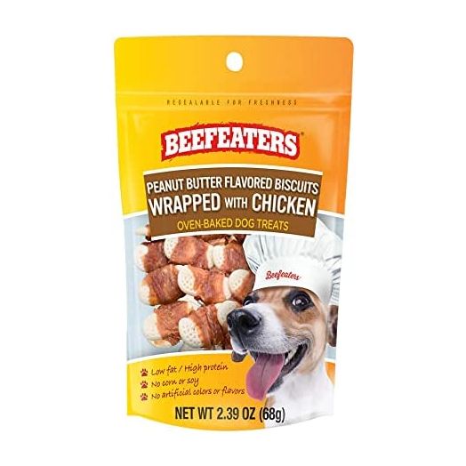 Beefeaters Peanut Butter Biscuits Wrapped with Chicken, 2.39oz, Case of 12