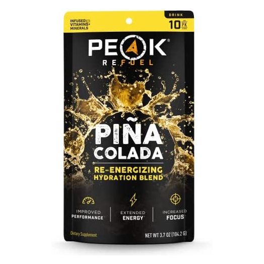 Peak Refuel Re-Energizing Drink Mix | Hydration Blend | Extended Energy | Improved Performance | Increased Focus | Premium Flavors | Easy-Tear Single Serving Sticks | Piña Colada - 10-Pack