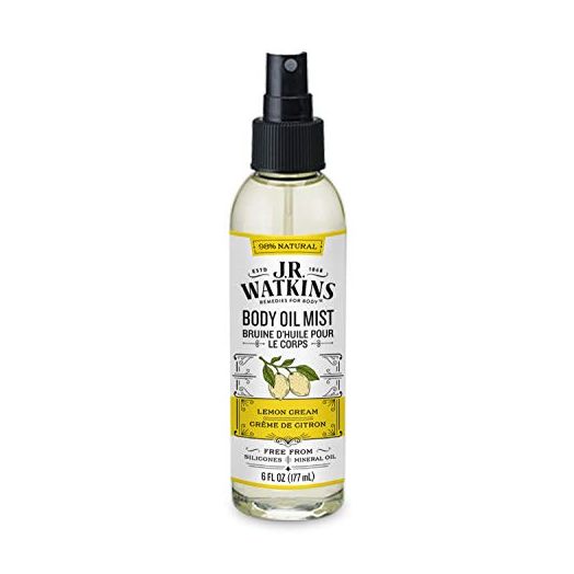 J.R. Watkins Natural Hydrating Body Oil Mist, Lemon Cream, Moisturizing Body Oil Spray for Glowing Skin, USA Made and Cruelty Free, 6 fl oz, Single