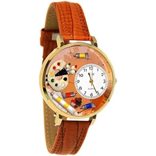 Whimsical Gifts Artist Palette 3D Watch | Gold or Silver Finish Large | Unique Novelty Fashion | Handmade in USA