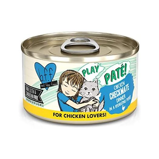 B.F.F. Play - Best Feline Friend Paté Lovers, Aw Yeah!, Chicken Checkmate with Chicken, 2.8oz Can (Pack of 12)