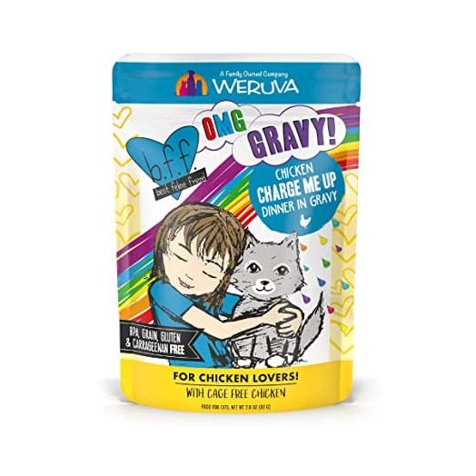 B.F.F. OMG - Best Feline Friend Oh My Gravy!, Chicken Charge Me Up with Chicken in Gravy, 2.8oz Pouch (Pack of 12)