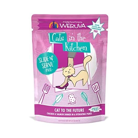 Weruva Cats in the Kitchen Slide N' Serve Grain-Free Natural Wet Pate Cat Food Pouches, Cat to The Future, 3oz Pouch (Pack of 12)
