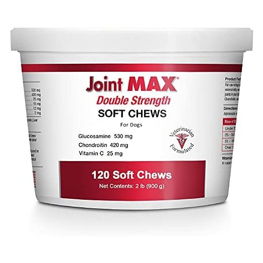 Joint MAX Double Strength Soft Chews for Dogs - Vitamins, Minerals, Antioxidants - Glucosamine, Chondroitin - Beef Flavor - Maximum Joint Health Supplement - 120 Chews
