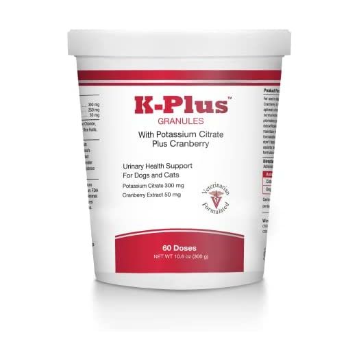 K-Plus Potassium Citrate Plus Cranberry Granules for Dogs and Cats - Veterinarian Approved UTI Remedy Granules - Supports Bladder Health - 60 Doses
