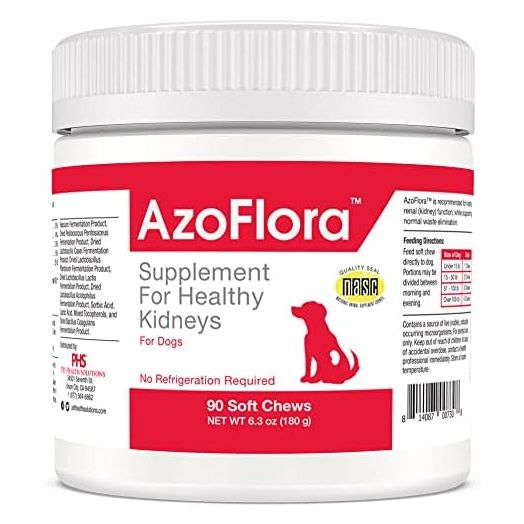 Azoflora Supplement for Healthy Kidneys for Dogs - Enhances Renal Function - Support Healthy Urinary Tract, Easy to Administer, No Refrigeration Required, Chicken Flavor - 90 Soft Chews