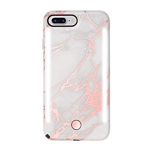 LuMee Duo Phone Case, Metallic Rose | Front & Back LED Lighting, Variable Dimmer | Shock Absorption, Bumper Case, Selfie Phone Case | iPhone 8+ / iPhone 7+ / iPhone 6s+ / iPhone 6+