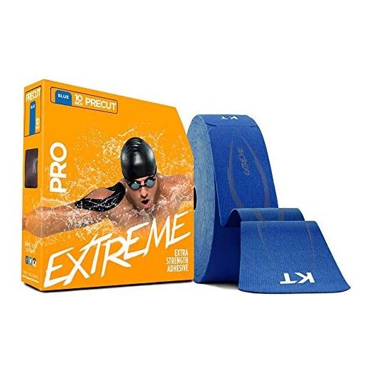 KT Tape PRO Extreme Therapeutic Elastic Kinesiology Sports Tape, 150 Pre Cut 10 X 2 Inch I-Strips, 100% Synthetic, Water Resistant, Breathable, Professional & Olympic Choice (Sonic Blue)