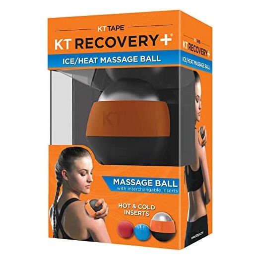 KT TAPE Recovery+ Ice/Heat Massage Ball, Muscle Pain & Stress Relief, HSA/FSA Approved, Therapeutic Roller, Black/Orange, Small 814179022226