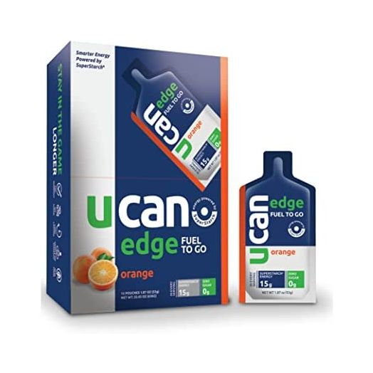 UCAN Edge Energy Gel, Orange (12, 2 Ounce Packets) Great for Running, Training, Fitness, Cycling, Crossfit & More | Sugar-Free, Vegan, & Keto Friendly Energy Supplement
