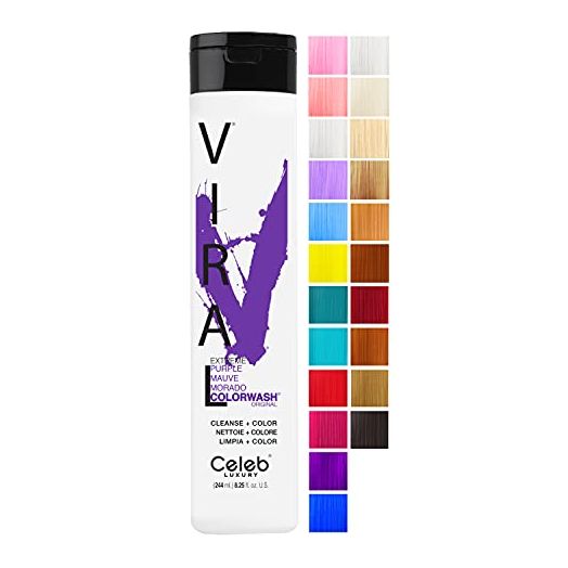 Celeb Luxury Colorwash Color Depositing Shampoo + Bondfix Bond Rebuilder, Semi Permanent Hair Color, Vegan Hair Dye, Viral and Gem Lites