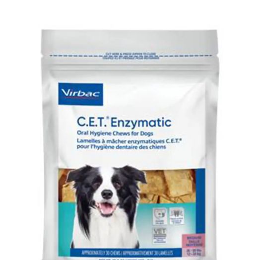 Virbac C.E.T. Enzymatic Oral Hygiene Chews For Dogs, Medium (26-50 lbs) - 30 Chews