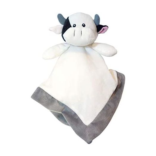 Lovey Security Blanket 12 inch Square Stuffed Animal Baby Blankie for Girls or Boys (Cow) by Baberoo