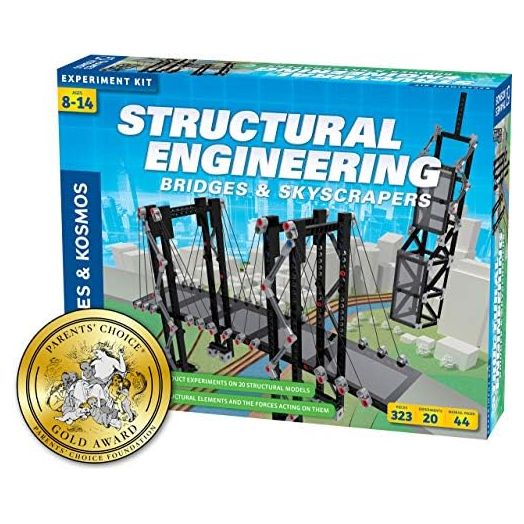Thames & Kosmos Structural Engineering: Bridges & Skyscrapers | Science & Engineering Kit | Build 20 Models | Learn about Force, Load, Compression, Tension | Parents' Choice Gold Award Winner, Blue