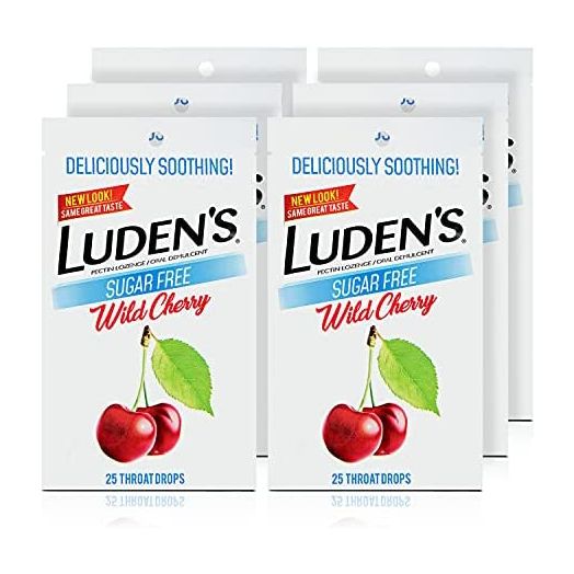 Luden's Deliciously Soothing Throat Drops, Sugar-Free Wild Cherry Flavor, 25 CT, 6 Pack