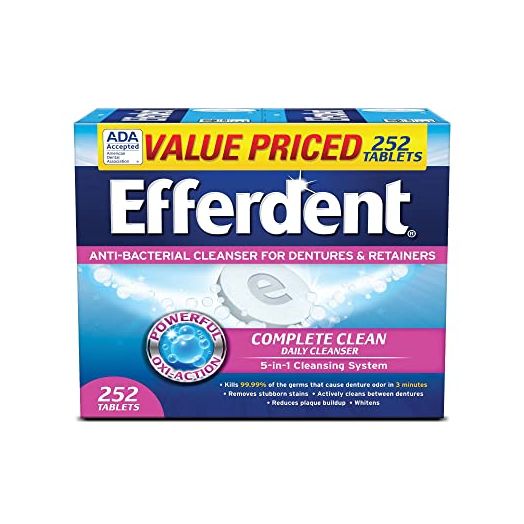 Efferdent Denture Cleanser Tablets, Complete Clean, Tablets, Multicolor, 252 Count