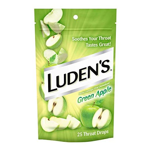 Luden's Green Apple Cough Throat Drops | Pectin Lozenge/Oral Demulcent | 25-Drops per pack | 4-Packs