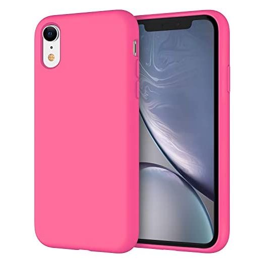 JETech Silicone Case for iPhone XR, 6.1-Inch, Silky-Soft Touch Full-Body Protective Case, Shockproof Cover with Microfiber Lining, Dragon Fruit