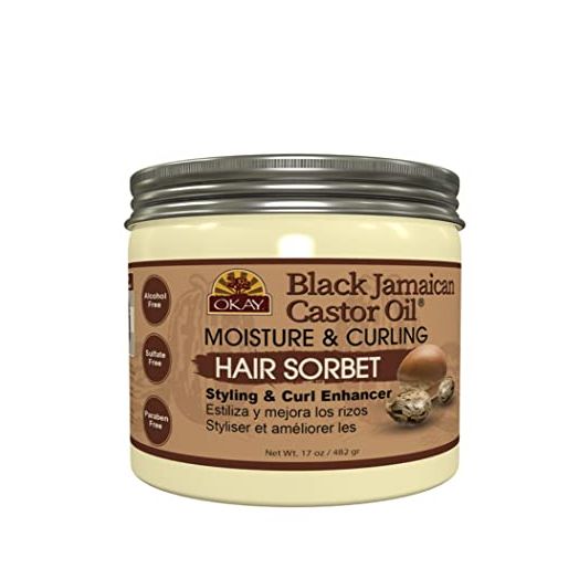 Okay black jamaican castor oil moisture & curling hair sorbet, White 17 Ounces