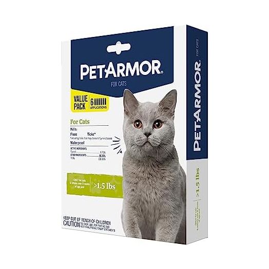 PetArmor for Cats, Flea & Tick Treatment for Cats (Over 1.5 Pounds), Includes 6 Month Supply of Topical Flea Treatments