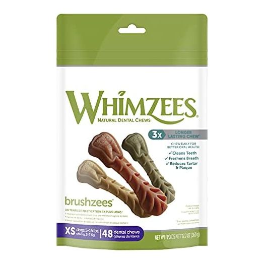Whimzees Natural Grain Free Daily Dental Long Lasting Dog Treats, Brushzees, Extra Small
