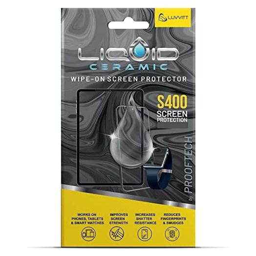 LIQUID CERAMIC Glass Screen Protector with $400 Coverage | Wipe On Scratch and Shatter Resistant Nano Protection for All Phones Tablets and Smart Watches - Universal Fit