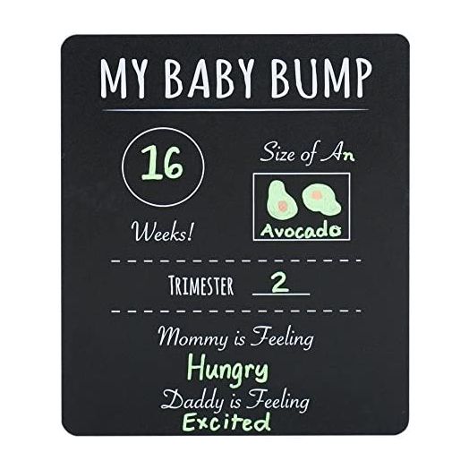Canopy Street Pregnancy Timeline Chalkboard Sign. “My Baby Bump” Photo Prop Board, Black w/White Print and Round Corners - 12” x 10” (Small)