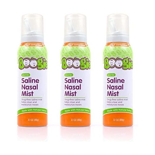 Baby Saline Nasal Spray by Boogie Mist, Nasal Decongestant, Made with Saline, Fresh, 3.1 Ounce (Pack of 3)