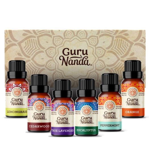 GuruNanda 100% Pure Essential Oils - Aromatherapy Single Notes - Set Of 6